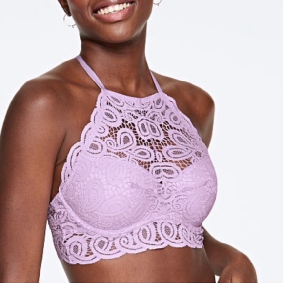 NWT Victoria's Secret PINK White Lace Push Up Halter
High Neck Bralette Bra XS - Picture 2 of 6